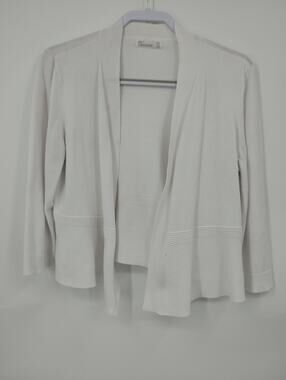 89th + Madison White Rib Open Front Cardigan Women's M
